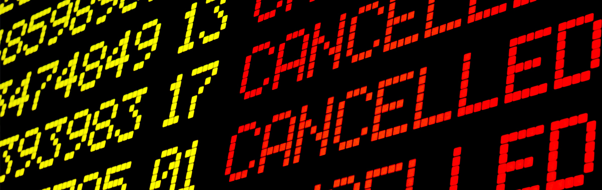 Airport flight departure cancelation screen